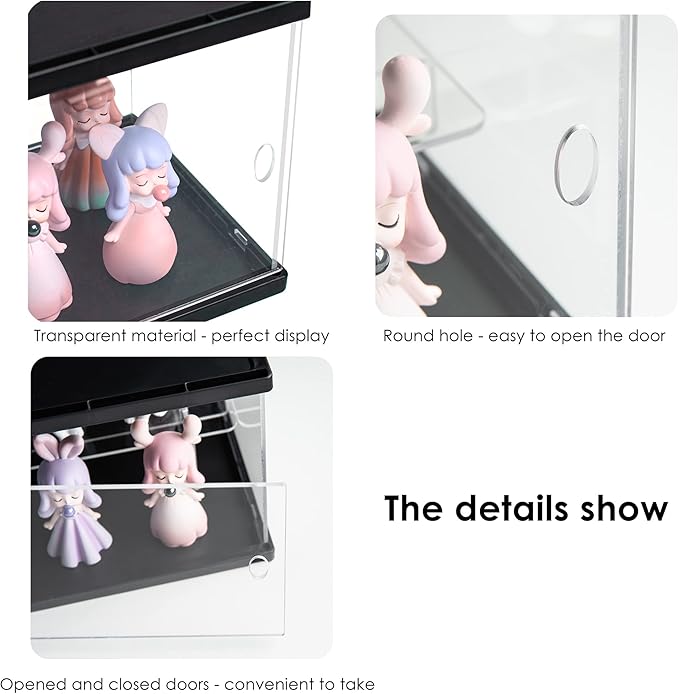 BCYC Acrylic Display Case with Black Lid and Base,Transparent Dustproof Protection Box for Toy Dolls, Souvenirs, Models Collection (11.8 X 6.4 X 6.1 in) (Black)