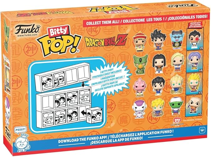 Funko Bitty POP! Dragon Ball Z, 4-Pack - Gohan, Raditz, Piccolo, and a Surprise Mystery Mini Figure - 0.9 Inch (2.2 Cm) - Anime Collectable - Stackable Display Shelf Included - Gift Idea