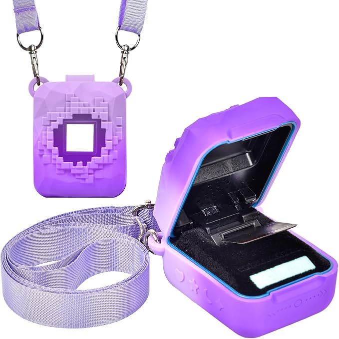 Silicone Cover Case Compatible with Bitzee Magicals Interactive Toy Digital Pet, Protective Sleeve Skin with Detachable Shoulder Strap for Bitzee Virtual Electronic Pets & Accessories(Bag Only)-Purple