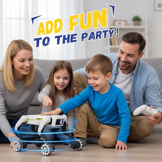 Stunt Robot Dog RC Toys with Wheels for Ages 8-13, Interactive Programmable Voice & Remote Control Pet Robot Toy for 6+ Year Old Kids Boys Girls Birthday Gift