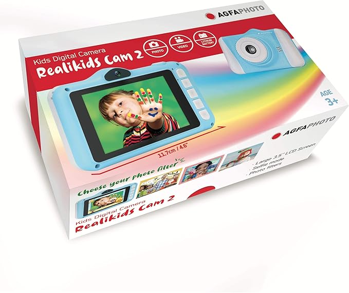 AGFA Photo Realikids Cam 2 - Kids Camera, Selfie Mode, Photo & Video, 3.5 inch LCD Screen, Photo Filters, Lithium Battery