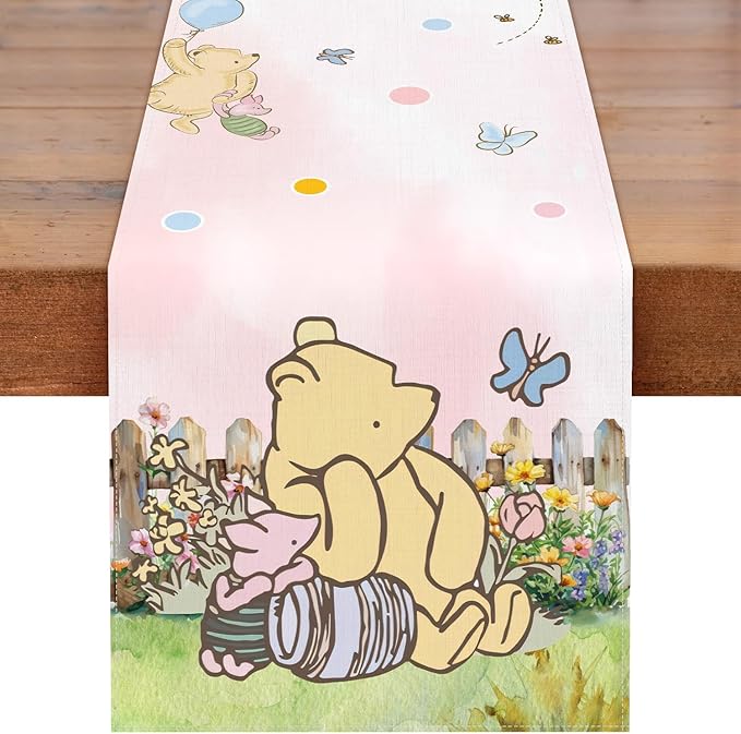 Winnie Baby Shower Decorations-Pooh Birthday Party Decor-Winnie Tablecloth,Tablecloth Oh Baby Gender Reveal Birthday Party Supplies for Kids Boys Girls,Pink