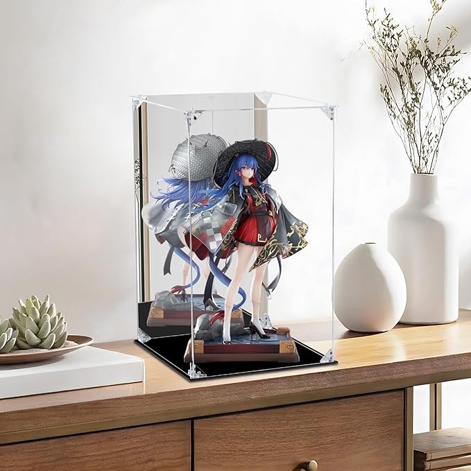 Acrylic Display Case Clear Action Figure Display Case with Mirrored Back, Dustproof Protection Display Box Alternative Glass Case for Collectibles Figures Models Doll Toys(10x10x15.7 inch, 25x25x40cm)
