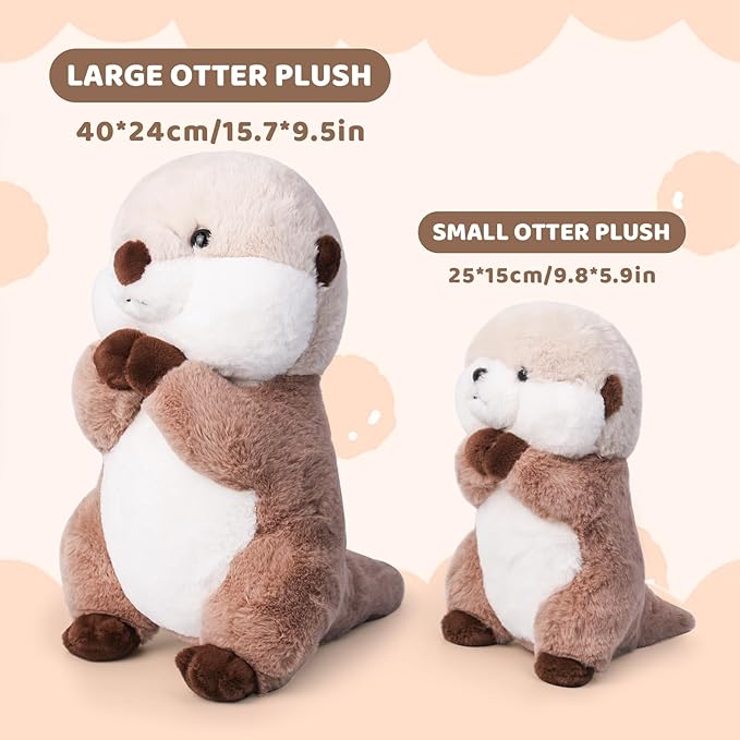 Cute Otter Stuffed Animals Soft Sea Otter Plushie Toy 15.7" Christmas Birthday Party Plush Gift for Kids Children Girls Boys