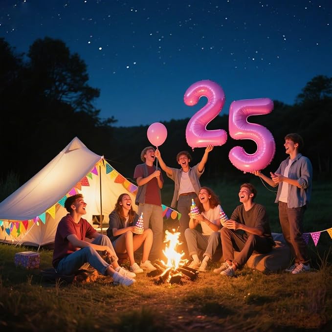 40 Inch Pink Number 25 Digital Balloon,Jumbo Mylar Foil Helium Balloon for 25 Balloons for Birthday Party,Wedding Anniversary Party Decorations