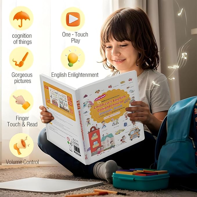 500-Word Audio Learning Book, English Words Sound Book for Kids,Tap to Learn 18 Daily Topics Vocabulary,500+ Words Talking Interactive Audio Books for Early Learning English