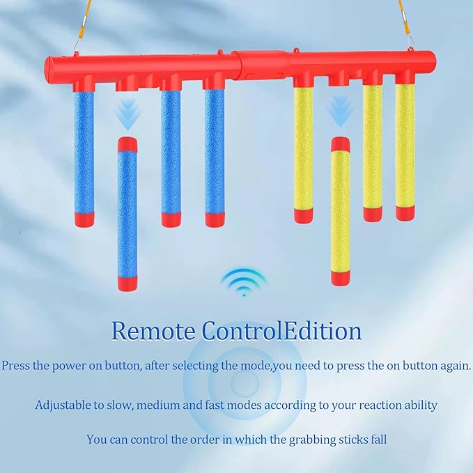 Reflex Drop Sticks Challenge Game - 3 Adjustable Speed Modes for Solo/Dual Play, Hand-Eye Coordination & Reaction Training Toy, Fun Catch Falling Sticks Game for Kids, Adults(Battery Free)
