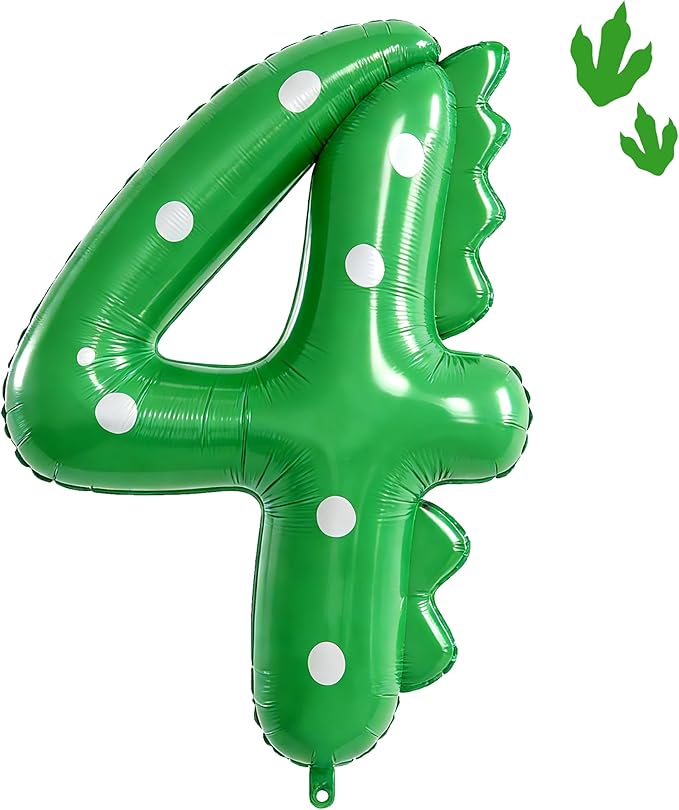 Green Dinosaur Balloons 4th Birthday Decorations for Boys,40inch Big Dinosaur Number 4 Balloon Birthday Party Decoration for Kids Birthday Party Decoration Supplies