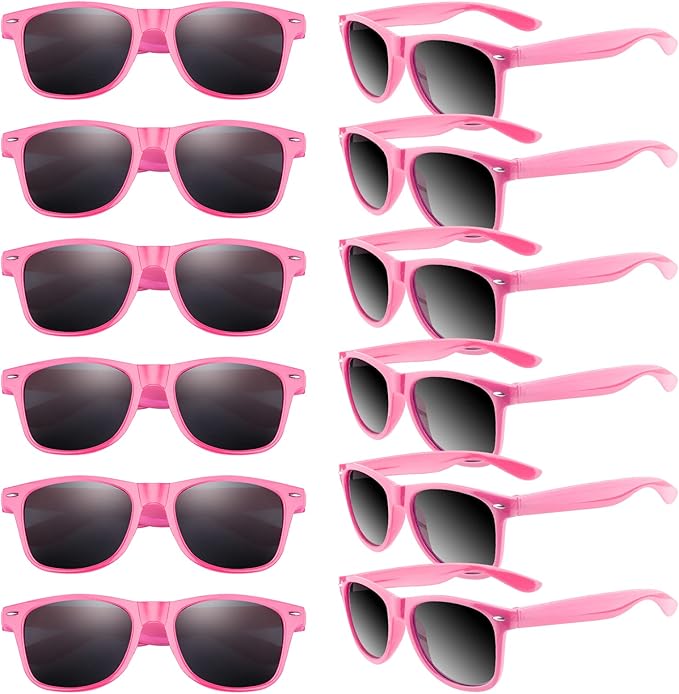 TUPARKA 12 Pack Sunglasses in Bulk for School, Birthday, Beach and Pool Party, Goody Bag Fillers, Pink