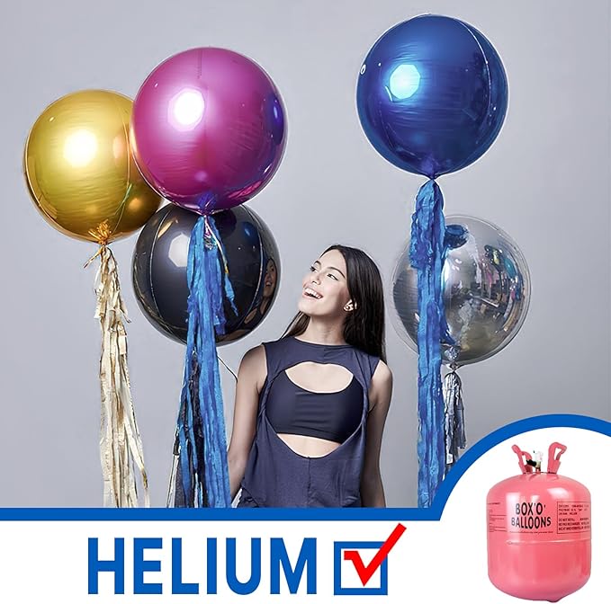 PartyWoo Navy Blue Foil Balloons 6pcs 22 Inch Large Round Foil Big Giant 4D Jumbo Inflatable Mirror Ball Mylar Balloons for Graduation Men Birthday Baby Shower Space Themed Party Decorations