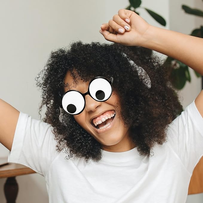 Googly Eyes Glasses, Funny Glasses Pranks Toy, Novelty Shaking Giant Eye Glasses, Funny Costume Accessories for Dress Up Party, Halloween or Birthday Party Favors, Party Supplies （6PCS）