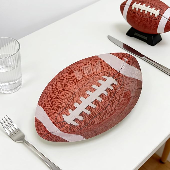 50Pcs Football Paper Plates Party Supplies - Football-Shaped Disposable Dessert Paper Plates for Sports Events, Touchdown and Birthday Party Decoration
