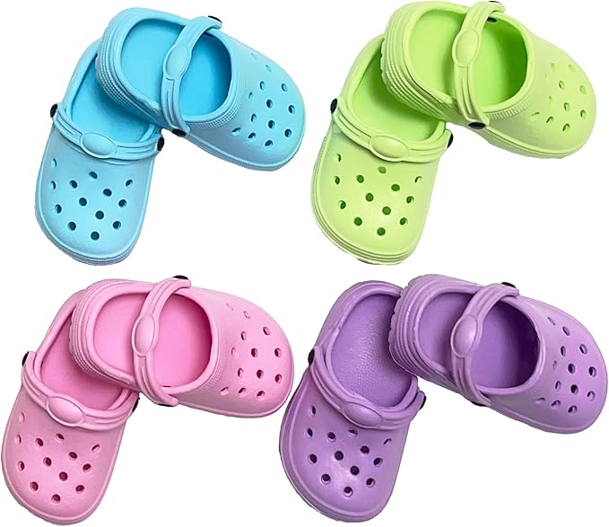 4 Pairs Classic Clogs for 18" Dolls - Macaron Color EVA Slip-On Shoes,Fits Most 18" Dolls,Dress Up Gift Set