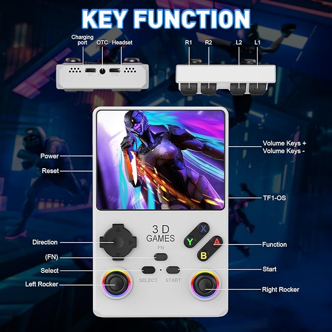 V40 PRO Upgraded Retro Handheld Game Console, Built in 35,000+Classic Games, 36+Simulators, Linux System, 3.5-inch 4K HD IPS Screen Video Player, 256GB TF Card, Portable Pocket Arcade Console (White)