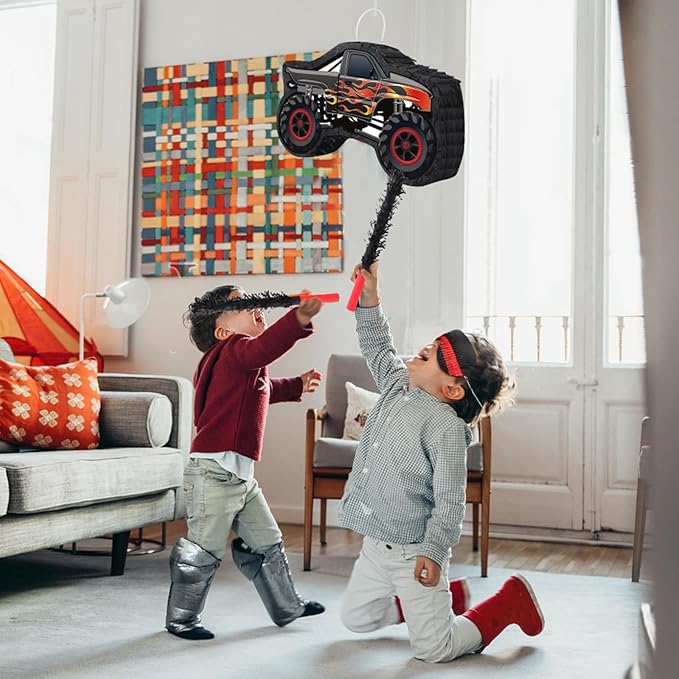 Car Pinata with Stick & Blindfold Mexican Pinata Game for Boy Truck Party Decorations Car Theme Birthday Carnival Party Supplies