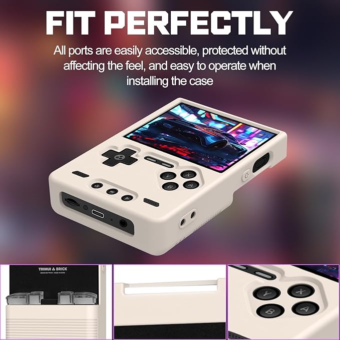 Silicone Case for Trimui Brick, Anti-Slip, Shock Proof, Soft Protective Case for Trimui Brick Handheld Game Console with Lanyard - White