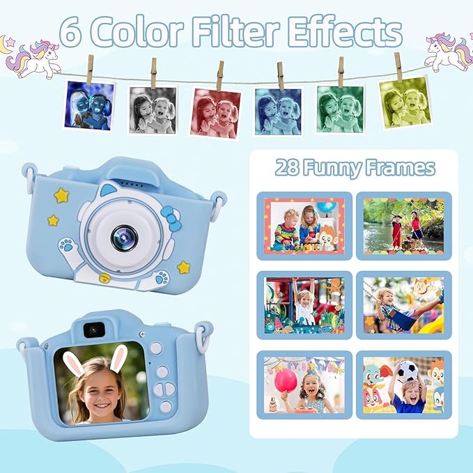 Kids Camera for 3-12 Years Old,Toddlers Childrens Girls & Boys Selfie Camera, 48 MP 1080P IPS Screen Dual Digital Toy Camera, Perfect for Kids Birthday with 32GB Card
