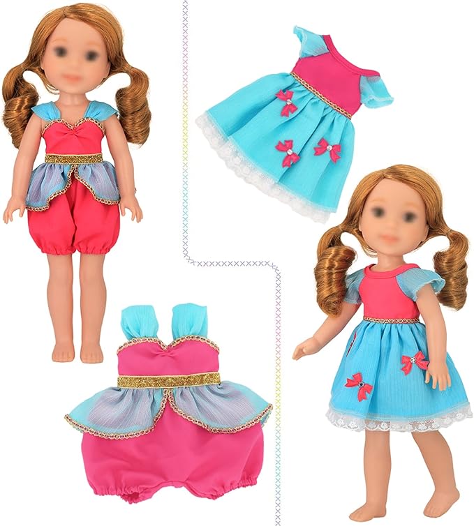 ONEST 11 Sets 14.5 Inch Girl Doll Clothes Outfits Dresses Pajamas Swimsuit Sleeping Bag, Girl Doll Accessories for 14 to 14.5 Inch Dolls