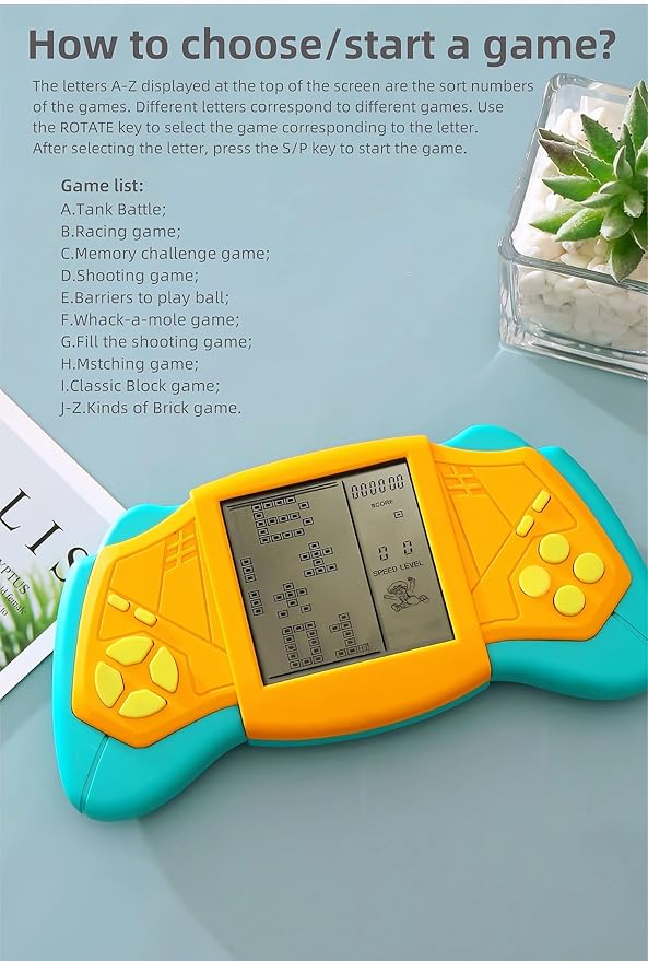 CZT Creative Brick Game Console Cool Wing Appearance Build in 2574 in 1 Block Games Handheld Machine Retro Portable Electronic Puzzle Toys Children/Students (Blue)
