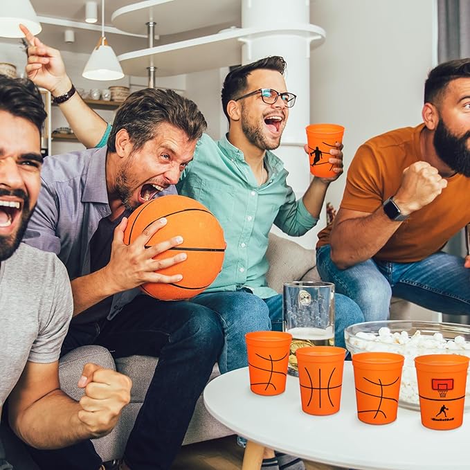 Norme 24 Pcs Basketball Plastic Cups Bulk Basketball Party Supplies Tableware Reusable Drink Cups 16 oz Ball Design for Birthday Party Dinnerware Decoration Events Family Dinner