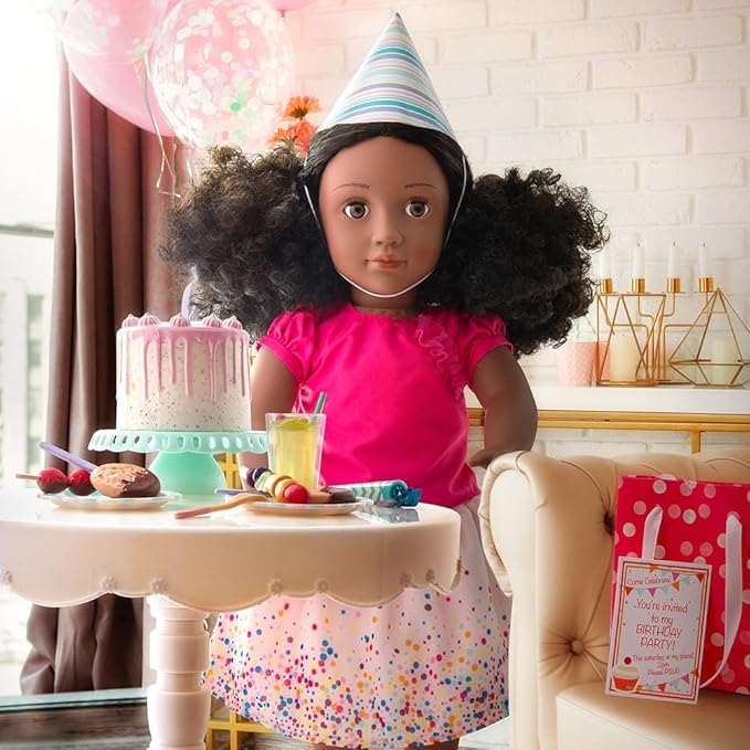 Our Generation Birthday Outfit - Confetti Print Skirt & Poodle Balloon Animal - 45.7 cm Doll Clothes - Pretend Play - Toy for Children from 3 Years and Up - It's Time to Party