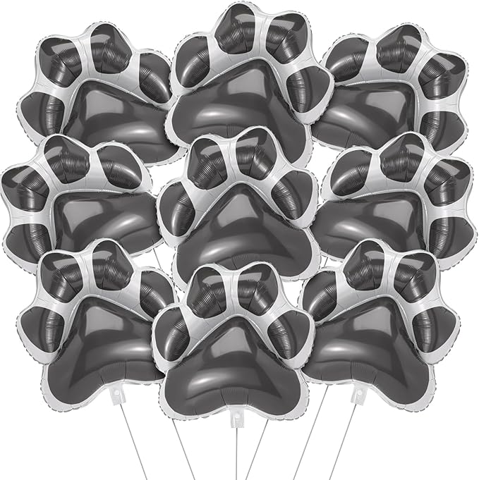 Hungdao 9 Pcs 28 x 26 Inch Grey Dog Paw Balloons Paw Print Foil Balloons Large Puppy Birthday Party Supplies for Baby Shower Pets Dog Themed Party Decorations