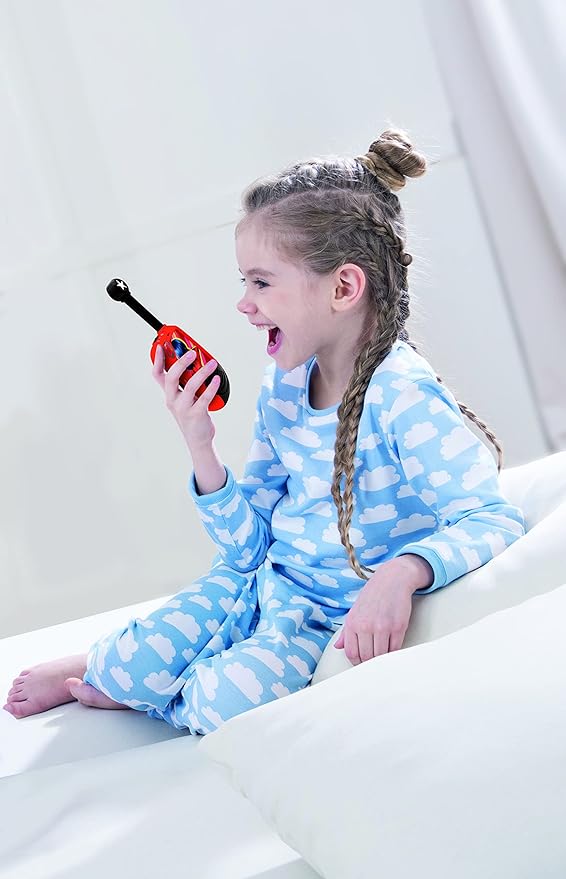 LEXiBOOK Miraculous - Digital Walkie-Talkies for Children - 2 km Transmission Range, Morse Light Function, Belt Clip for Transport, 2 Channels, Battery, Red, TW25MI