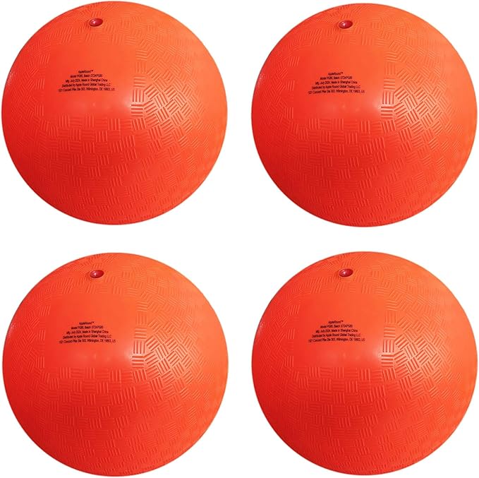 AppleRound 8.5-inch Dodgeball Playground Balls, Pack of 4 Balls with 1 Pump, Official Size for Dodge Ball, Handball, Camps and Schools