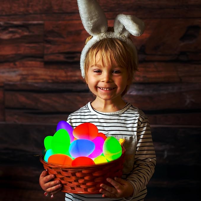 MGparty Glow in The Dark Easter Egg Hunt Set - 144 Fillable Plastic Eggs with 288 Mini Glow Sticks for Kids - Easter Basket Stuffers, Party Favors, Classroom Prizes, and Game Supplies