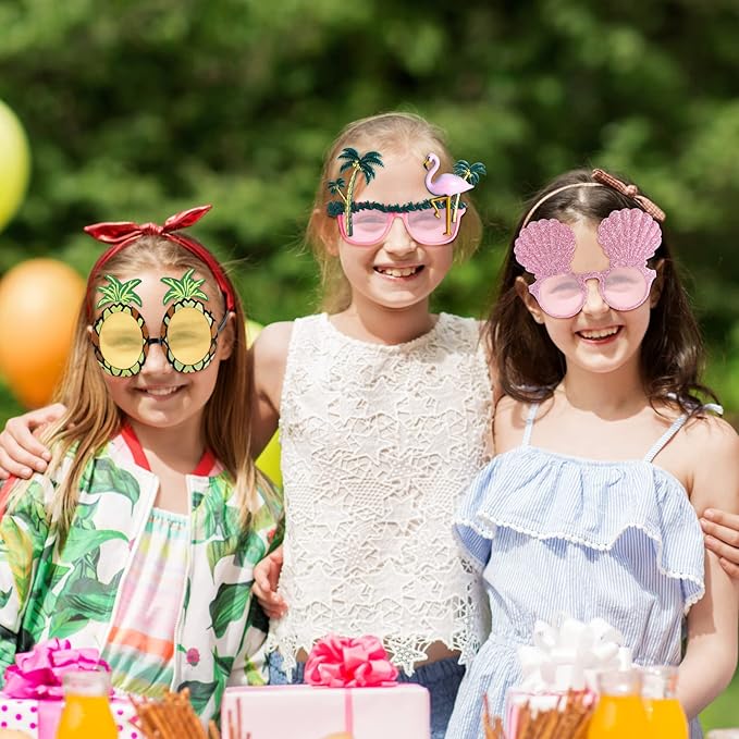 Stegosaurus 6 Pairs Novelty Party Sunglasses, Funny Luau Party Sunglasses Hawaiian Tropical Glasses Beach Themed Party Supplies Decoration