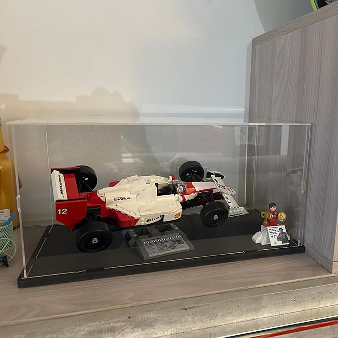 Thickened Clear Acrylic Display Case for Lego 10295 10337 10330 10353 76450 42176 43268 42170 42160 10300 Collectibles 1/18 Rc Car, Transparent Box Dustproof with Light, Black Inside 15.7x7.9x7.9in