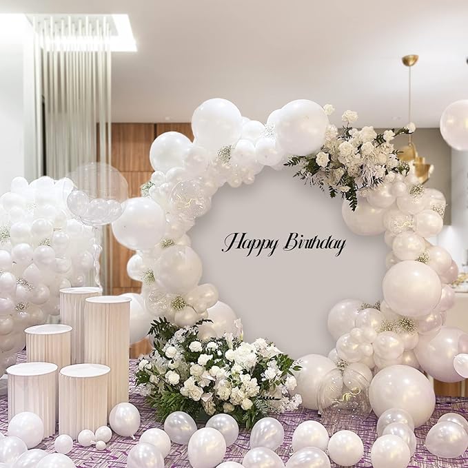 Pearl White Balloons Different Sizes 5 10 12 18 Inch, 134 Pcs White Balloon Garland Arch Kit, Royal White Latex Balloons for Birthday Wedding Baby Shower Party Decorations. Pearl white