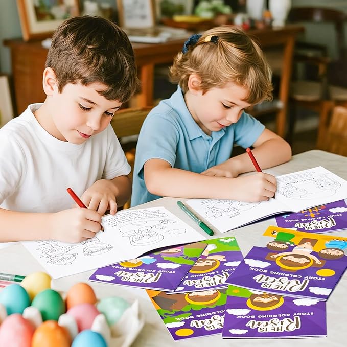 He is Risen Coloring Books for Kids - 24Pcs Bulk Easter Story Mini Coloring Booklet Religious DIY Art Drawing Book for Toddlers Spring Easter Holiday Party Goodie Bags Stuffers Sunday School Classroom