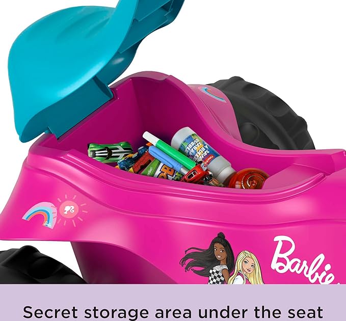 Fisher-Price Barbie Tricycle with Handlebar Grips and Storage Area, Multi-Terrain Tires, Tough Trike (Amazon Exclusive)