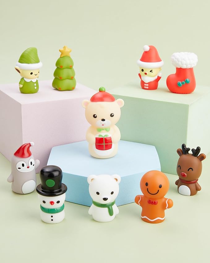AQKILO Christmas Finger Puppet Set, Christmas Puppet Show Theater Props, Educational, Bath Toys
