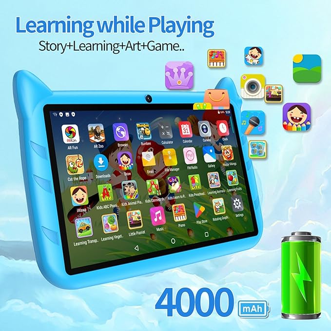 7 Inch Kids Tablet Android 13, WiFi Tablet for Children, 4GB RAM 64GB Storage, Dual Camera, Parental Control, Learning & Entertainment Tablet for Kids (Orange)