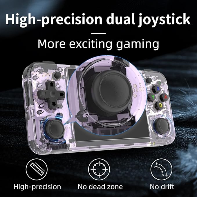 RG35XX H Retro Handheld Game with Linux System, RG35XXH 3.5 Inch IPS Screen Built-in 64G TF Card 5528 Games Support TV Output 5G WiFi Bluetooth 4.2(Transparent Purple)