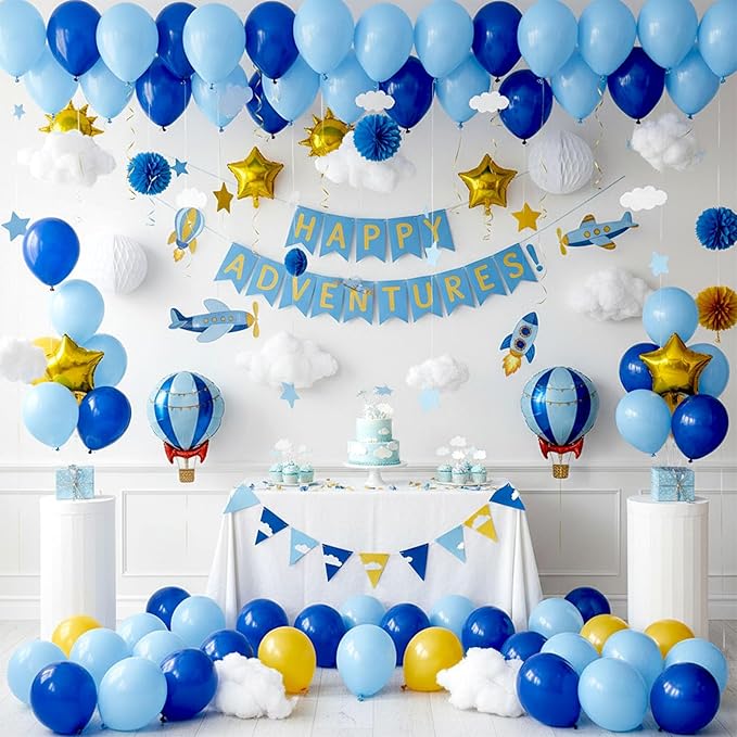 LovesTown 110PCS Latex Balloons 12inch Party Balloons Arch with Ribbon for Birthday Baby Shower Wedding Party Decorations Blue (Pack of 2)