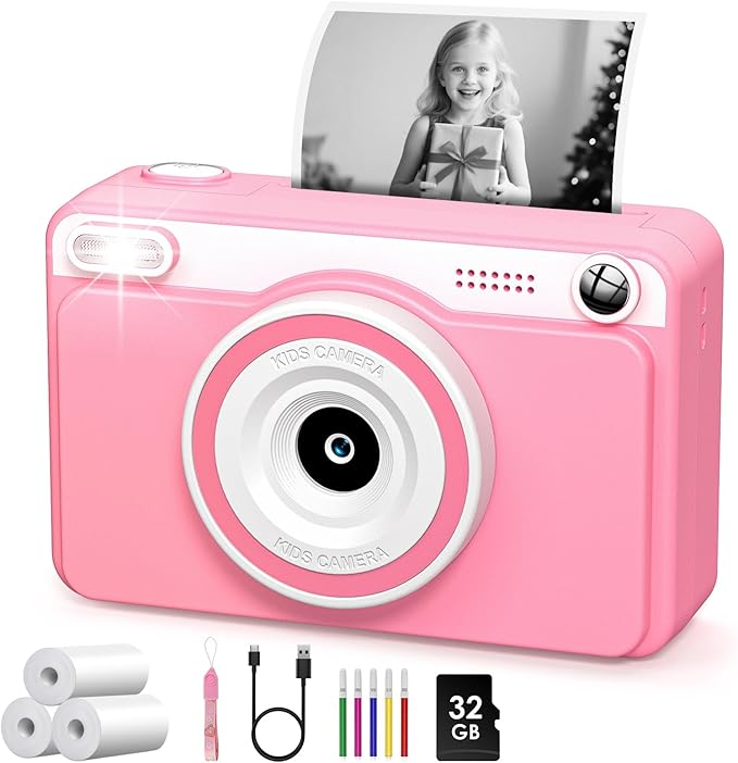 Kids Camera Toys for Girls Boys - Instant Print Digital Toy Girl Boy Age 2 3 4 5 6 7 8 9 10 11 12 Year Old - Kid Learning Idea Gifts Ages 2-4 4-6 6-8 8-10 10-12 Years Olds - Toddler