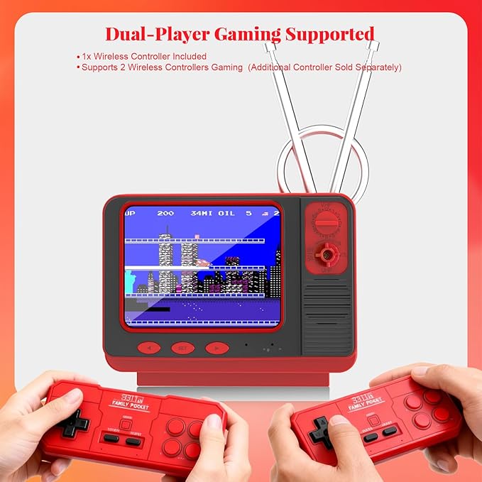 Retro Game Console - JALECO + 168 Classic Games, 2.4G Wireless 2-Player, 3.0 Inch IPS Screen, TF Card Expansion, Great for Kids