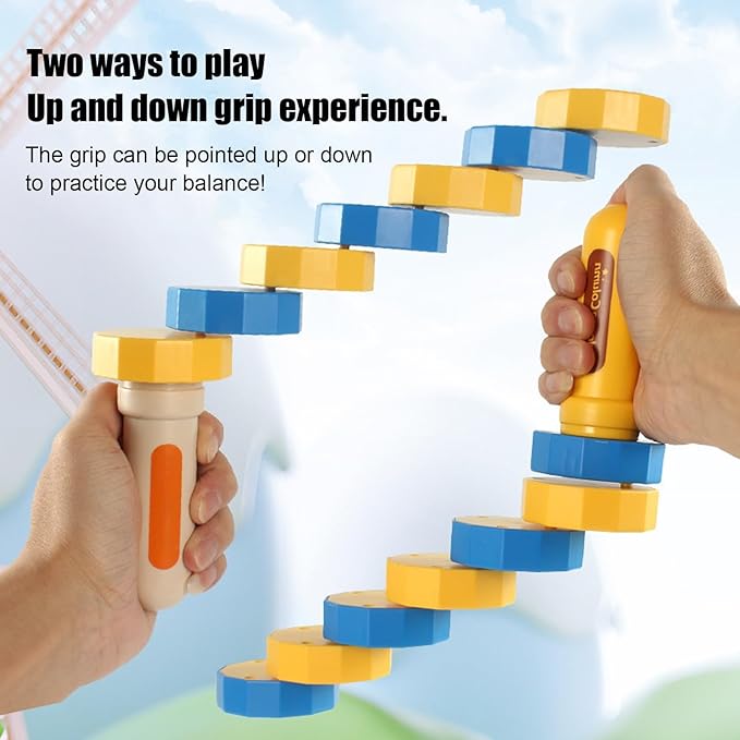 Handheld Wooden Balancers, Wooden Balance Challenge Set, Hand Eye Coordination Sensory Balance Toy for Kids, Coordination & Motor Skills, Encourages Creative Play & Patience