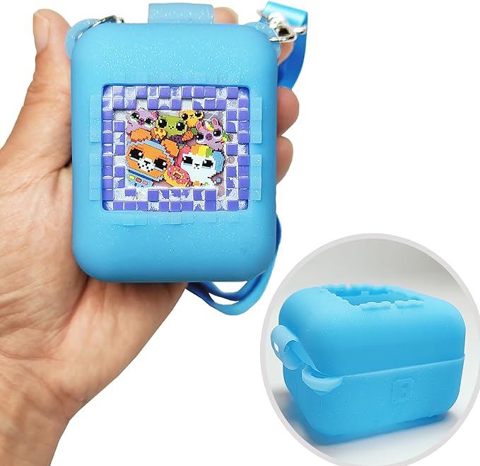 Silicone Case for Bitzee Interactive Toy Digital Pet Case, Protective Skin Cover for Bitzee Virtual Electronic Pets Lanyard Accessories (Blue)