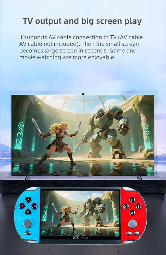 5.1" IPS HD Screen Retro Game Console for Kids Adults, with Classic Video Games, Support Multiple Emulators, MP3/MP4 Player and TV Connect, Rechargeable Travel Toys Xmas Birthday Gifts (Red)