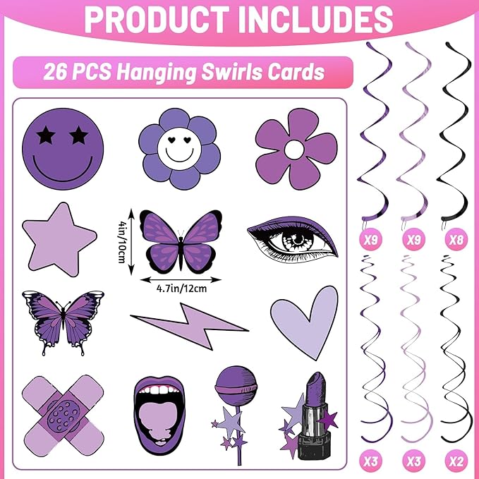 Music Hanging Swirl for Singer Birthday Party Decorations Pop Theme Swirl Ceiling Girl Singer Theme Party Ceiling Hanging for Music Birthday Baby Shower Fans Celebration Supplies
