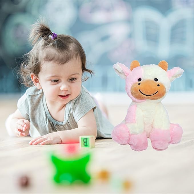 9 inches Cow Stuffed Animal Soft Plush Cute Cow Doll for Boys Girls (Pink Cow)