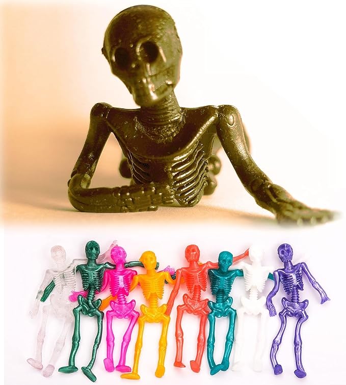 UpBrands 144 Halloween Party Favors for Kids – Spooky & Stretchy Mini Skeleton Toys for Trick-or-Treat Giveaways, Classroom Rewards and Bulk Party Supplies