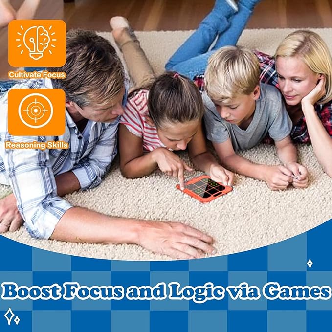 ASHATA 6 in 1 Electronic Toe Game, Handheld Toe Bolt Game with ilent Mode Memory Brain Gaming, 200mah Rechargeable, for 6-12 Years Old Kids Adult (Orange)