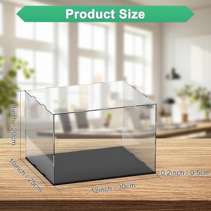 Clear Acrylic Display Case, 12 x 10 x 8 Inch Assemble Acrylic Display Box Rectangular Dustproof for Action Figures/Model/Statues/Collectibles/Doll/Toys/Home Storage