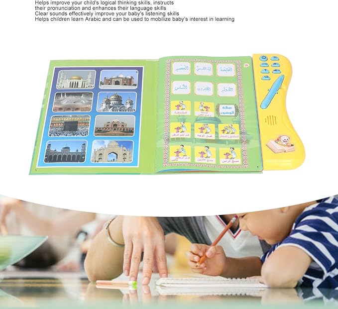 Arabic Reading Electronic Book, Kid Arabic Electronic Sound Book with Pen Children Early Education Learning Child Arabic Reading Book