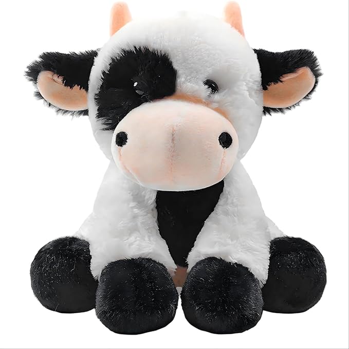 OROZCOR Cow Stuffed Animal, Cute Fluffy Cow Plush 8.5 Inch, Soft Farm Stuffed Cow Plush Toy Gifts for Baby Boys Girls (Cow)
